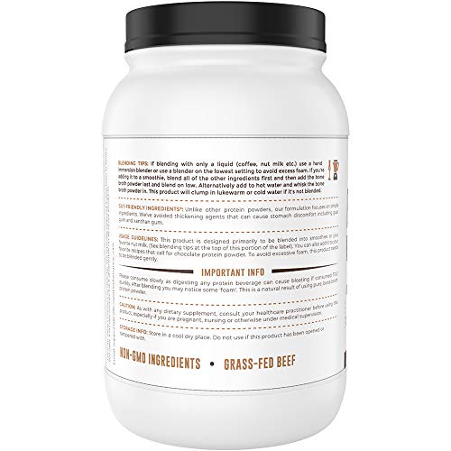 Image of Bone Broth Protein Powder From Grass Fed Beef, Chocolate, 32oz