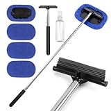 Kit Limpiador para Parabrisas Extensible (22-98.5cm) con Limpiaparabrisas de Inoxidable Cabezal del Limpiar Cristales Coche y Spray Bottle con 4 Paños de Fibra para Limpiar Retrovisores Parabrisas