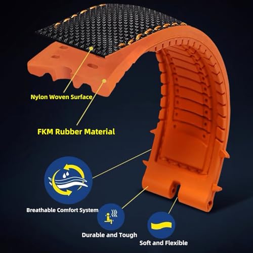 Danxancy FKM Rubber Nylon Watch Band 20mm 21mm 22mm 23mm 24mm Fluororubber Waterproof Soft Breathable Durable FKM Rubber Watch Band Universal Replacement Band Strap for Men Women by Danxancy - Used condition - Image 3