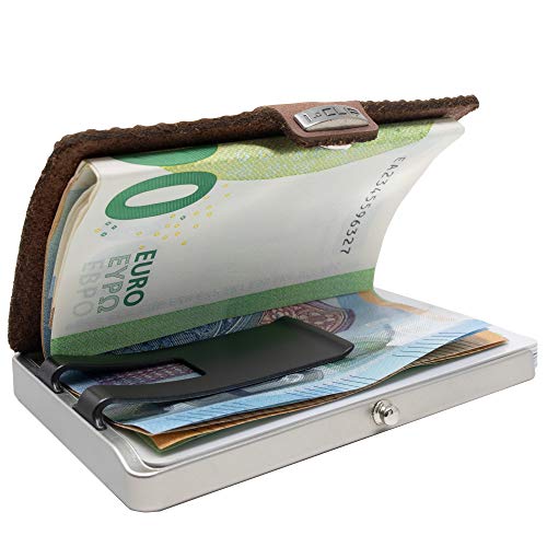 I-CLIP Stainless Steel with interchangeable Moneyclip - Slim Wallet - Leather Wallet - Premium Wallet - Stainless Steel Cardholder