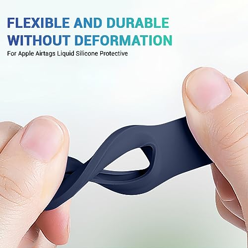 Image of LIRAMARK Airtag Case for Apple Airtags Silicone Case Protective Cover for Airtag Case Locator Tracker Anti-Lost Device Keychain Protection Sleeve (Blue)