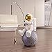 Astronaut Figurine Statue, Astronaut Fishing Star Figure Sculpture for Desktop & Tabletop Decor, Resin Spaceman Planet Desk Ornament for Outer Space Themed Bedroom Decor, Cake Topper Decoration Model