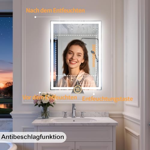 Olyvren Beleuchteter Spiegel 45 x 60 cm, beleuchteter Badspiegel – Ansicht 6
