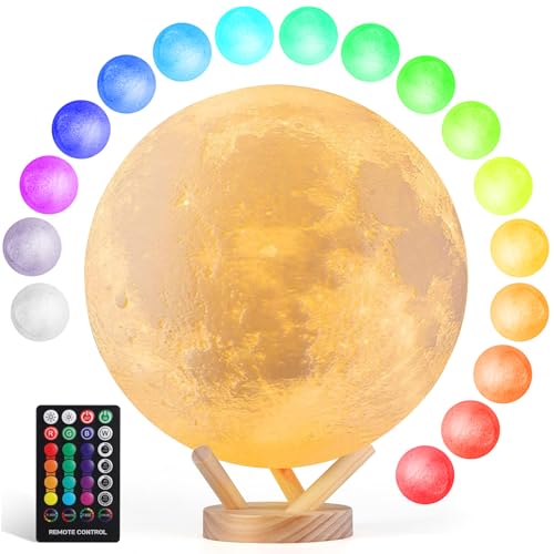 GROPINFLY Moon Lamp 6 Inch Sliding Control Moon Light Kids Night Light 16 Colors Moon Night Light with Unique Stand Timing Room Decor Birthday Gifts for Kid Girls Boys Teens Women Friends Lover
