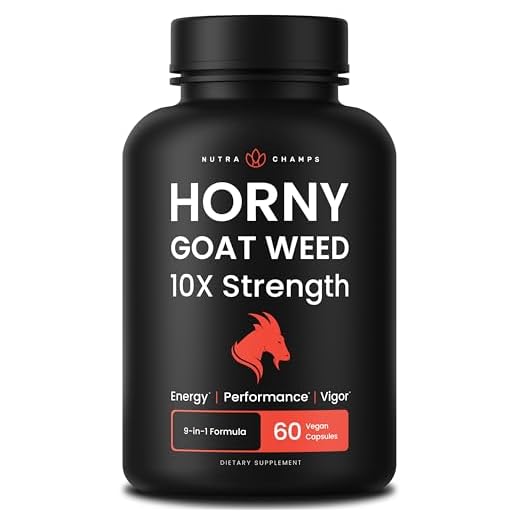 Horny Goat Weed for Men & Women | 1000mg Epimedium Energy Supplement | 10X Strength Icariin | Ginseng, Tribulus & Maca Pills for Women & Men | Enhanced Absorption with Black Pepper | 60 Vegan Capsules