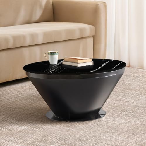 Image of Wakefit Espresso Big Coffee Table I Marble Finish I Vitrified Tile Top I Colonial Black