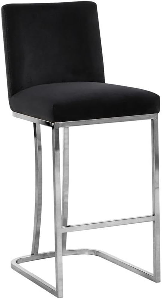Meridian Furniture Heidi 26" H Velvet Counter Stool in Black