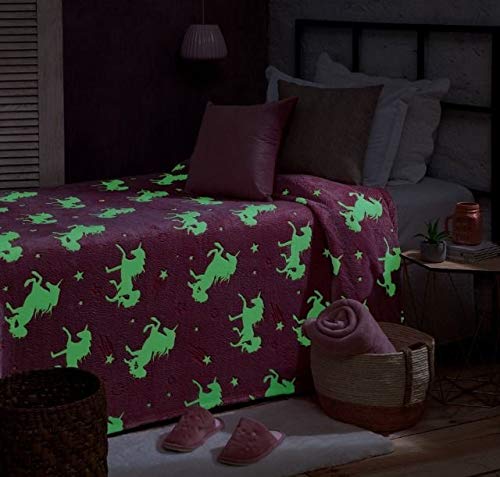 Manta Que Brilha no Escuro Jolitex Solteiro Unicórnio Rosa