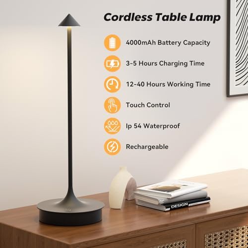 Set of 2 Small Cordless Rechargeable Table Lamps