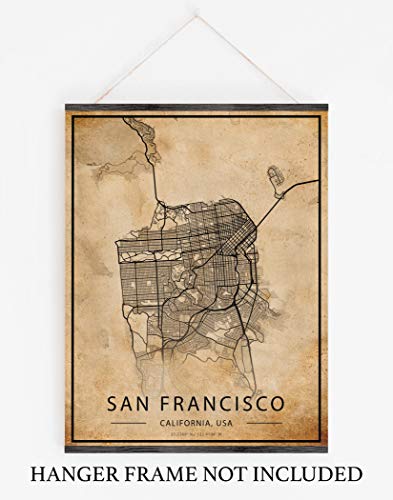 San Francisco Map Vintage Style Poster Print | 11X14 Unframed Cityscape Artwork | Antique Style Home Decor | United States Wall Art | Vintage California Street Grid Art #TOP5