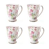 MIATTCLD Floral Coffee Mug Bone China Tea Mugs for Women, 10 oz Porcelain Coffee Mugs Ceramic Tea Cup Teacups with Handle Gift for Mom Friends Home Office