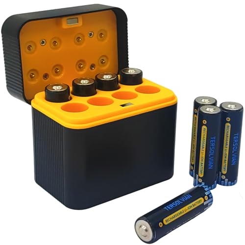 TERSOLVIAN Rechargeable AAA Batteries Lithium with Fast Charger, 8 Pack 1.5V 1300mWh Li-ion Triple A Batteries, 2000+ Cycles Long Lasting for Smart Home Devices, Electronics