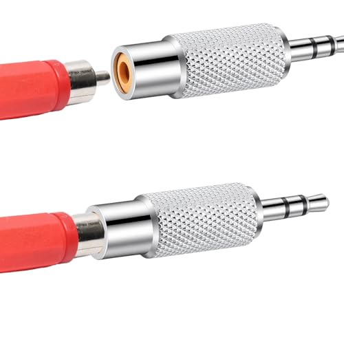2 Packs adaptador RCA macho a estéreo 3.5 mm plateado miniatura 5