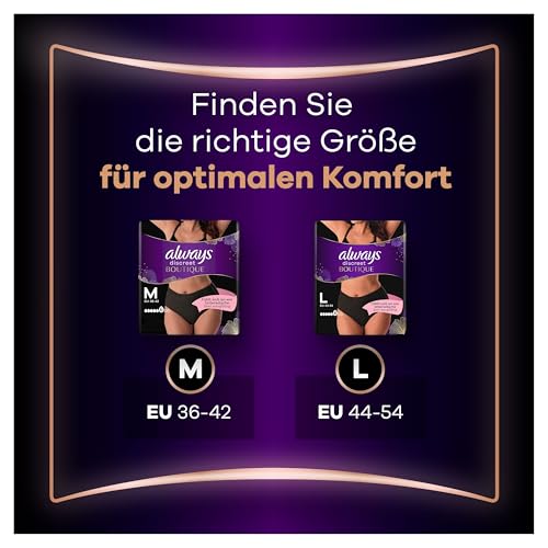 Always Discreet Boutique, Mutande Per Incontinenza Plus M, Nero, 9 Pezzi, Per La Vescica Sensibile, Blocca Gli Odori, L'umidità E Previene Le Perdite - 7