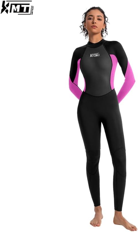 KMT Women Wetsuit, Womens 3/2mm Wetsuits Full Upgrade CR Neoprene Wet Suits Back Zipper