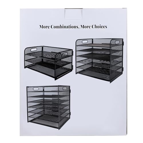Paper Letter Tray with Handle, 8 Tier Metal Mesh Desk File Organizer, A4 Paper Desktop Filing Trays - Image 3