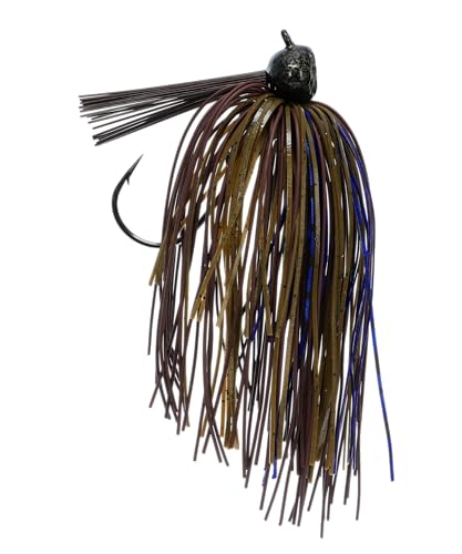 Buckeye Lures Football Mop Jig with Living Rubber Skirting, Weed Guard & Bait Keeper | Durable Chip-Resistant Bass Fishing Bait, Okeechobee Craw, 1/2 oz