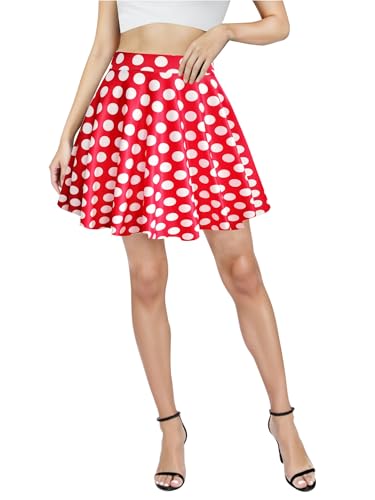 PUKAVT Women's Basic Casual Skirts A-Line Mini Flared Stretchy Skater Party Skirt3