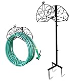Garden Hose Holder, Heavy Duty Hose Hanger - Detachable Water Hose Stand with 3 Prong Anchor, Metal...