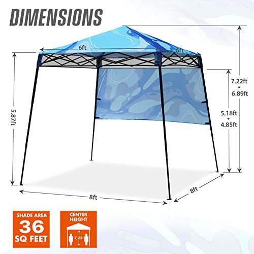 Eagle Peak Day Tripper 8X8 Slant Leg Lightweight Compact Portable Canopy W/Backpack Easy One Person Set-Up Folding Shelter And 36 Square Feet Of Shade, Blue Abstract #TOP4