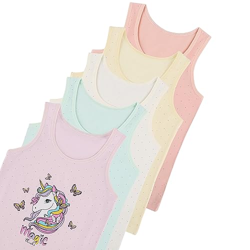 Donella Girls Undershirts Prints - Soft Cotton Toddler Girl Tank Tops 5 Pack2