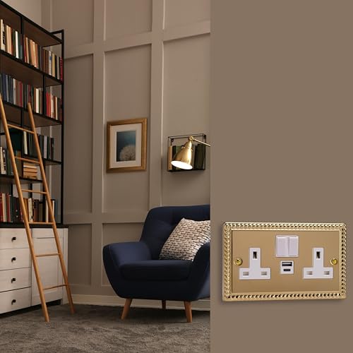 Double prise laiton géorgien Varilight classique connectée USB A C - 2