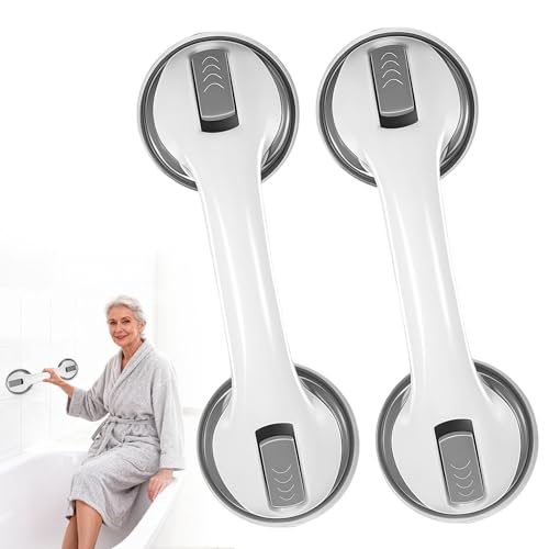 Agarraderas de Baño con Ventosa (2 piezas) – Antideslizantes para Ducha, Bañera e Inodoro, Sin Taladro – Gris