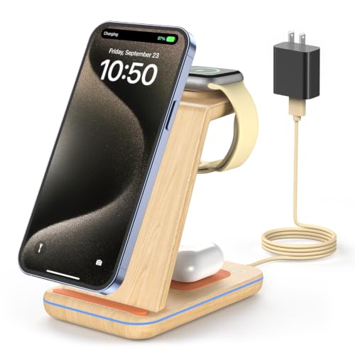 GEEKERA 3-in-1 Wireless Charging Station for iPhone, Watch & AirPods