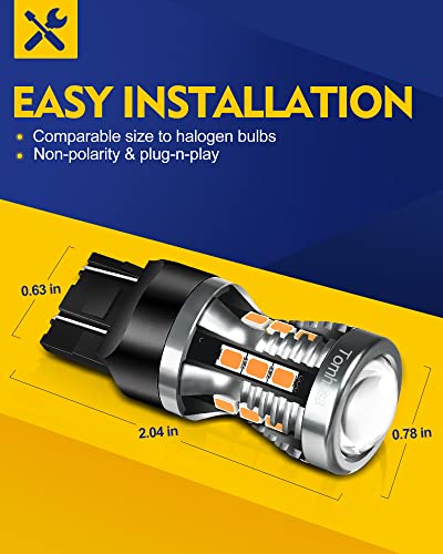 Tomhasa 7440 7443 Led Bulbs Amber Yellow For Turn Signal Light Bulbs, 7441 7444 T20 W21W Led Replacement Bulbs For Front Rear Turn Signal Lights, Side Marker Lights, Brake Blinker Lights, Pack Of 2 #TOP6