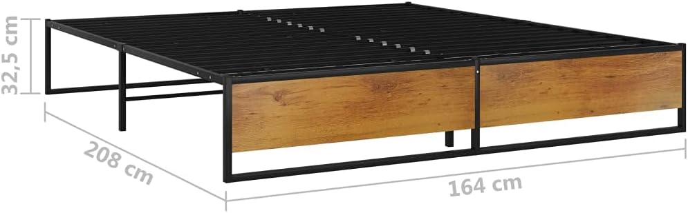 Diagram showing the dimensions of the vidaXL Black Metal Bed Frame