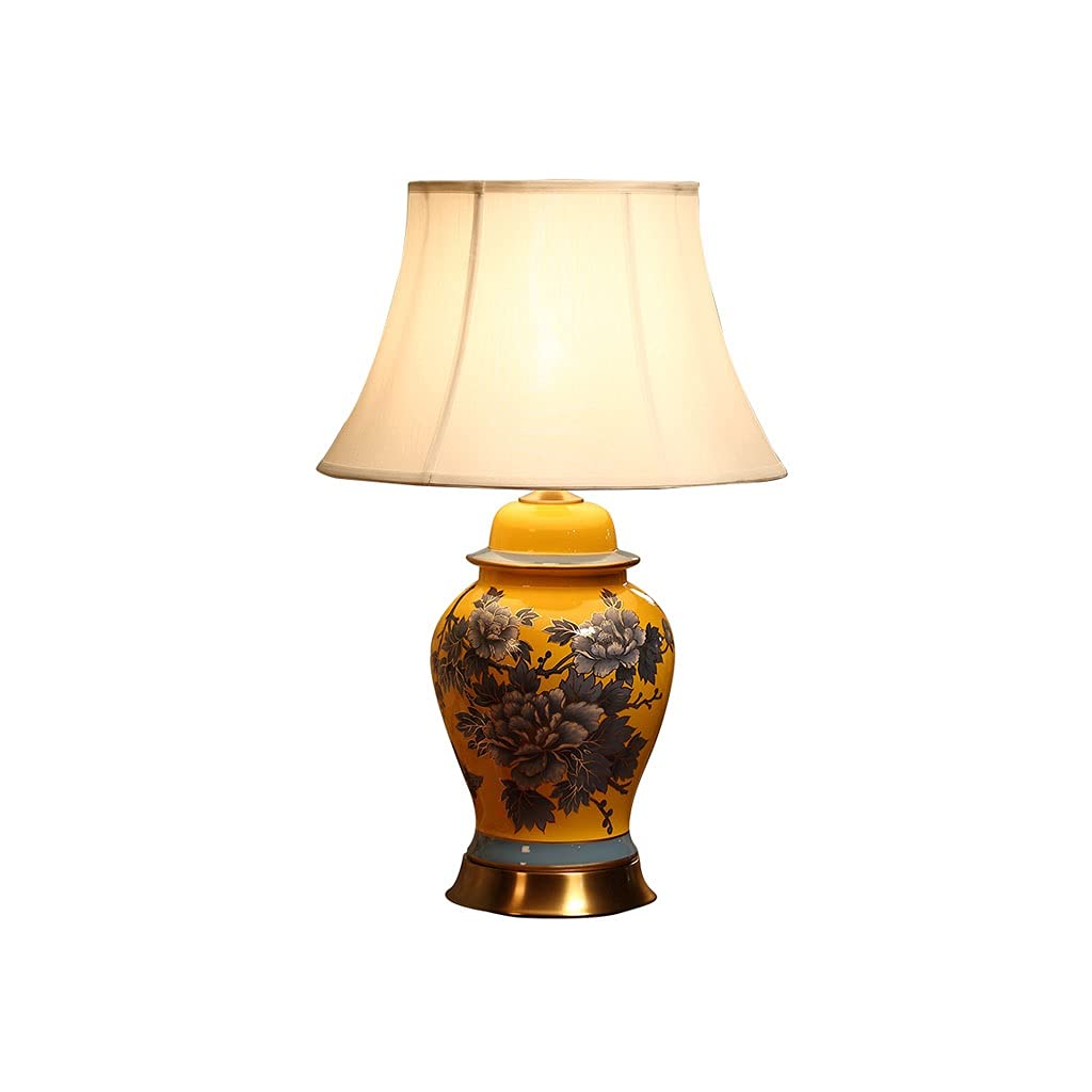 Lámpara de mesa Lampada da tavolo Camera da letto in ceramica Camera da letto Lampada da comodino Tessuto Soggiorno Decorazione Della Decorazione Settentrionale Lampade da notte Artigianato e regali d