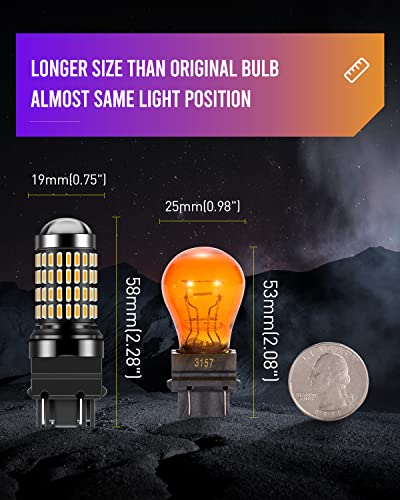 Luyed Newest 3157 Led Bulbs For Turn Signal Light Amber Yellow 400% Brighter 3156 3056 4057 4157 Led Bulb 102-Smd 4014 Chipsets With Projector For Blinker Parking Side Marker Brake Lights, Pack Of 2 #TOP5