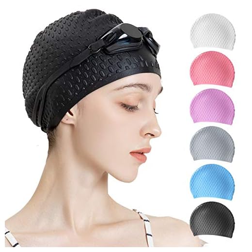 Tripsky Silicone Swim Cap,Comfortable Bathing Cap Ideal for Curly Short Medium Long Hair, Swimming Cap for Women and Men, Shower Caps Keep Hairstyle Unchanged (Black)