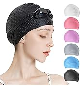 Tripsky Silicone Swim Cap,Comfortable Bathing Cap Ideal for Curly Short Medium Long Hair, Swimmin...