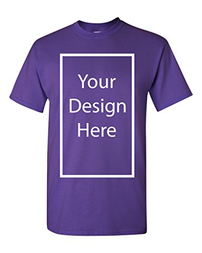 Add Your Own and Text Design Custom Personalized Adult T-Shirt Tee (X Large, Purple)