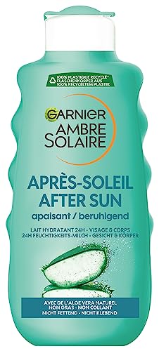 Garnier Ambre Solaire - Leche hidratante calmante para después del sol, con aloe vera, 200 ml