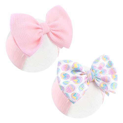 ONENINEDREAM 6” Easter Baby Bows Rabbit Egg Bows for Girls Newborn Easter Bunny Ears Hairbands Elastic Nylon Bows Headbands Easter Hair Accessories...