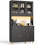 Photo Gallery blishom armadio da cucina con piano di lavoro, armadietto a buffet con led, credenza alta, armadio per alimenti di grande capacità a 6 ante, 100x38x180cm Photo Gallery blishom armadio da cucina con piano di lavoro, armadietto a buffet con led, credenza alta, armadio per alimenti di grande capacità a 6 ante, 100x38x180cm