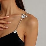 Bethynas Rhinestone Shoulder Strap 2Pcs Sparkling Butterfly Non-Slip Bra Strap Adjustable Shiny Tenn
