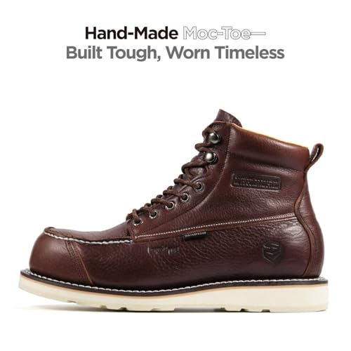 Image of SUREWAY Mens 6 inch Heavy Duty Waterproof Work Boots - Composite Toe, EH Construction Industrial Safety Leather Boots, Lace Up Moc Toe, Oil /Slip Resistant Comfortable Outsole