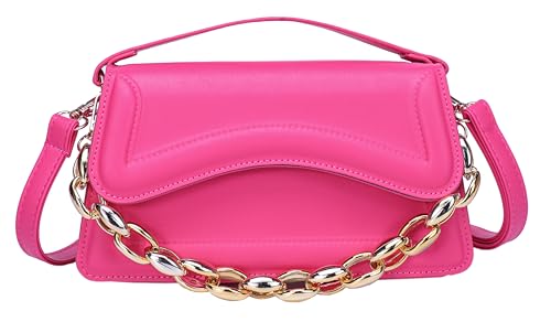 Image of Hot pink Small Crossbody Bag，Cute Purse for Women trendy，Girls Top Handle Clutch Handbag Pink Purse