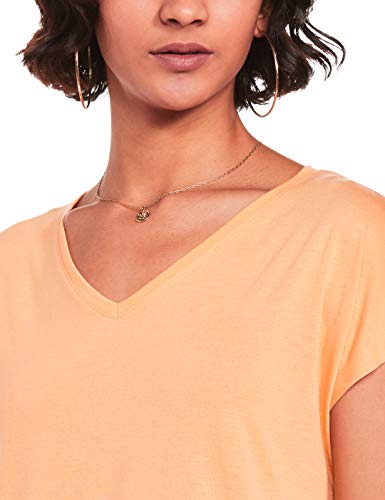 Image of Marks & Spencer Womens Solid Polyester Blend V-Neck Relaxed Fit T Shirt