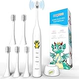 Elektrische zahnbürste kinder ab 0-4 jahr, wiederaufladbare Schallzahnbürste mit 2 Minuten Timer, 30er Jahre Erinnerung, 6 Ersatzköpfe