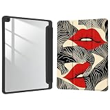 Joyland Red Lips Case for iPad 10th Generation Case 10.9 inch 2022/iPad (A16) 11th Gen 11 Inch 2025,Built-in Pencil Holder with Shockproof Cover Transparent Back Shell Auto Wake/Sleep