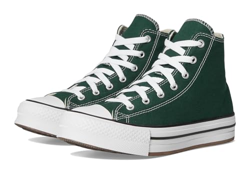Converse Chuck Taylor All Star Eva Lift (Big Kid) Platform, Green Envy/White/Natural Ivory, 4 US Unisex