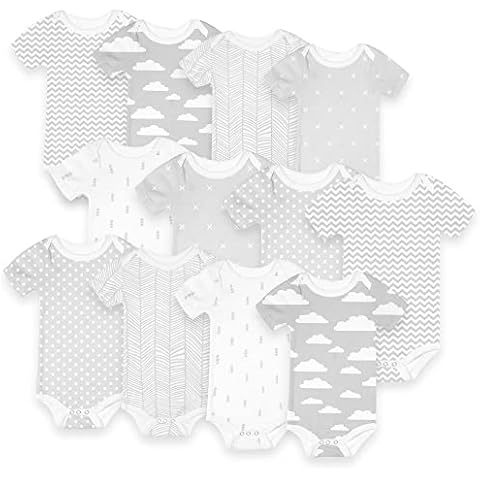 Grey Clouds Short Sleeve Bodysuit Set for Boys and Girls (0-3 Months) Cover