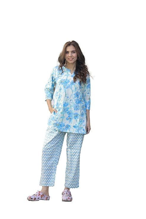 Women’s Cotton Pajama Set with Top & Pants | Casual Printed Cotton Nightsuit Co-ord Set | Everyday Nightwear Pyjama Set-image-43