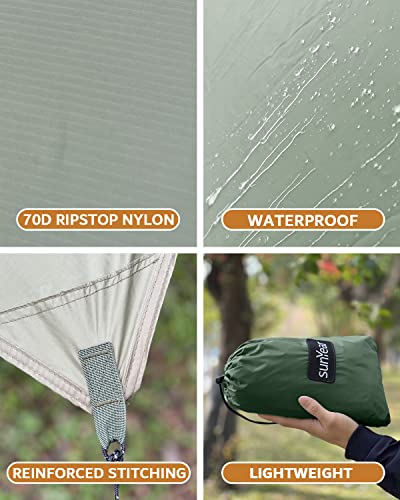 Image of Sunyear Hammock Rain Fly Waterproof - Premium Hammock Tarp with Doors to Stay Warm and Dry in All Seasons | Portable and Lightweight Camp Rain Fly with All Installations Included | 11 Ft / 2lbs