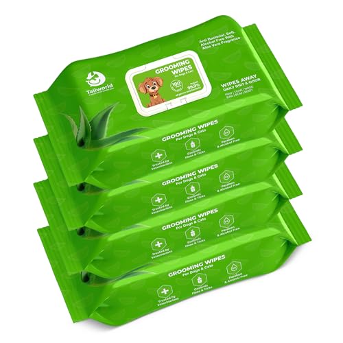 Image of Tailworld Grooming Pet Wet Wipes For Dogs & Cats With Aloe Vera Fragrance | Soft, Anti-Bacterial, Paraben & Alcohol Free Cleansing & Deodorising Wet Tissues | 400 Wipes (Pack of 4)