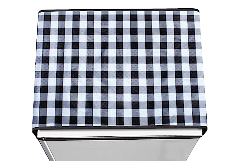 Image of Stylista Refridgerator top Cover Suitable for Samsung RR26C3893UT /HL, 246 Liter Fridge, Dimension (WXD) 65x111 CM, Gingham Pattern Black & White